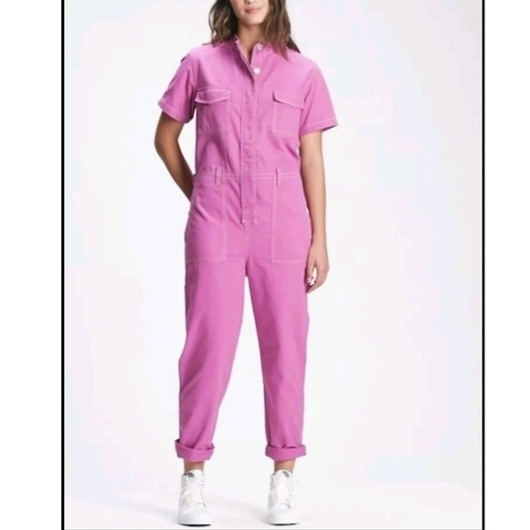 Gap Workforce Collection Utility Jumpsuit Coveralls Rosamundo Pink Women 14 NEW - Picture 1 of 10